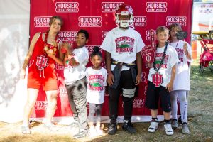 Kids wearing Indiana football gear at the 2023 Weekend at the Rock tailgate.